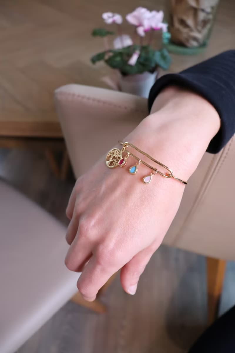 Golden Tree of Life Birthstone Bracelet Custom Family Keepsake Jewelry Delicate