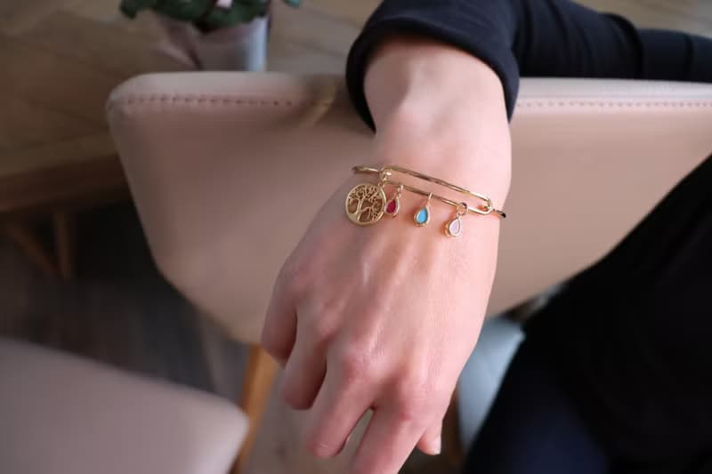 Golden Tree of Life Birthstone Bracelet Custom Family Keepsake Jewelry Delicate