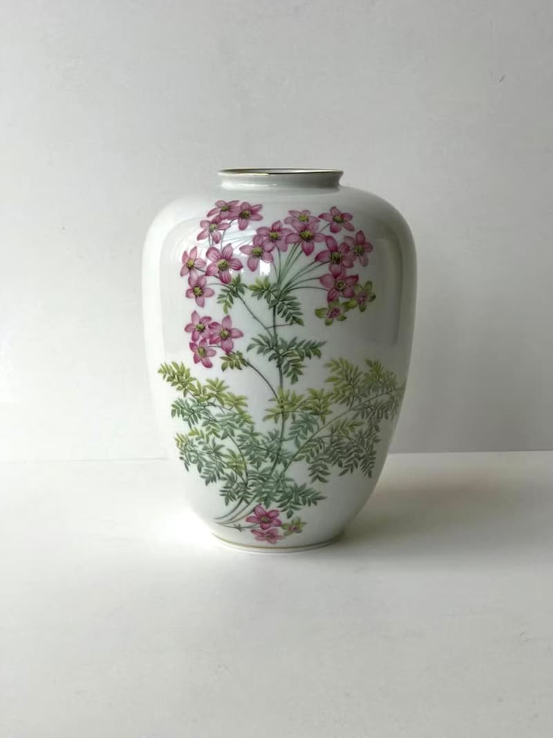 陶瓷魏瑪花瓶 | 花卉圖案復古花瓶| 1950