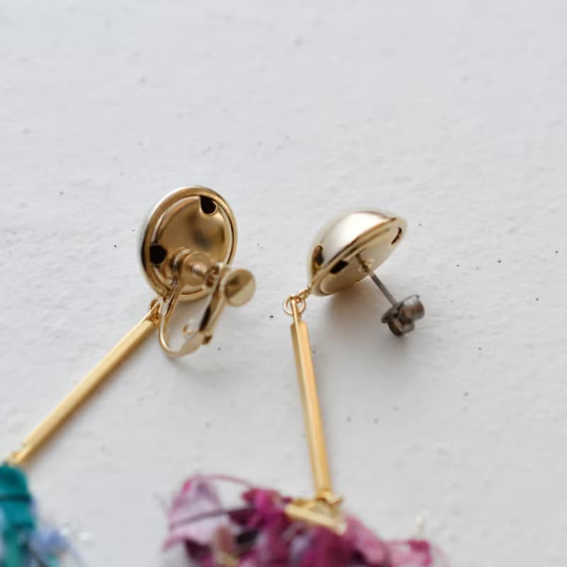 イヤリング/Asymmetry tassel earrings/Pink