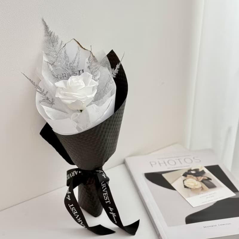 HARVEST丨單支永生玫瑰花束・附提袋丨情人節花束/告白花束/生日