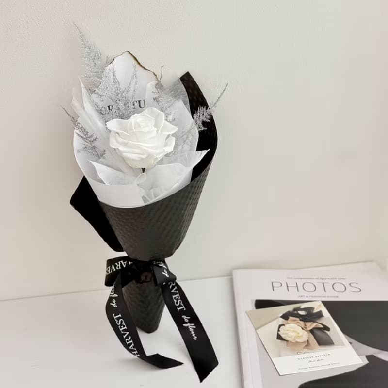 HARVEST丨單支永生玫瑰花束・附提袋丨情人節花束/告白花束/生日