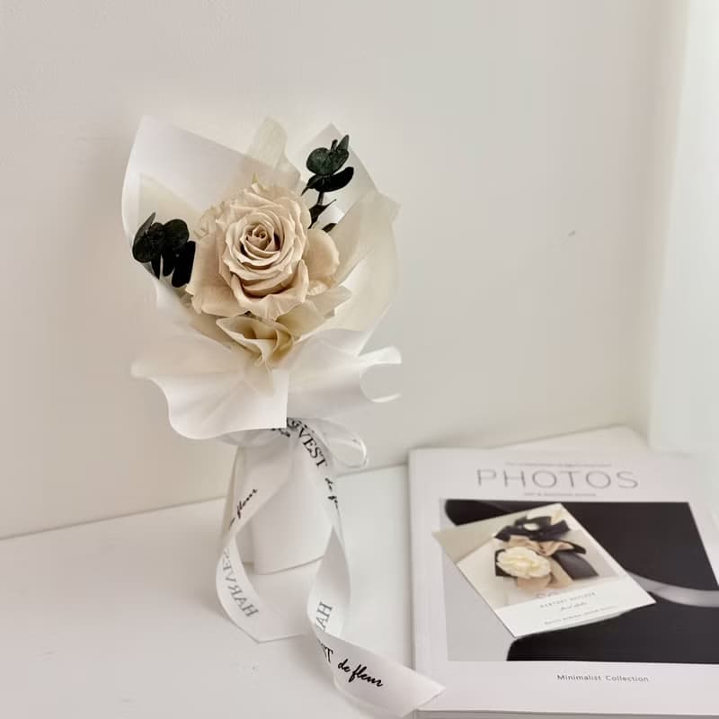 HARVEST丨單支永生玫瑰花束・附提袋丨情人節花束/告白花束/生日