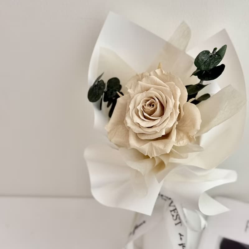 HARVEST丨單支永生玫瑰花束・附提袋丨情人節花束/告白花束/生日