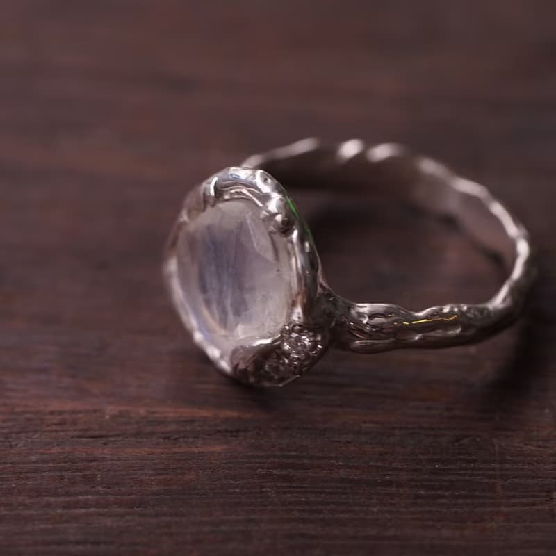 月光石手工純銀戒指 六月誕生石 Moonstone Handmade Ring