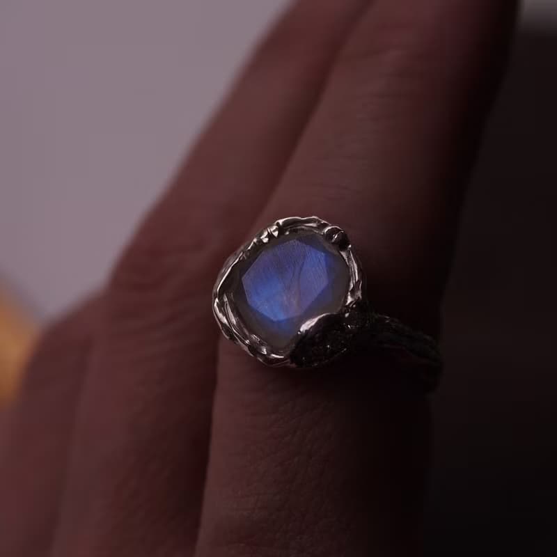月光石手工純銀戒指 六月誕生石 Moonstone Handmade Ring
