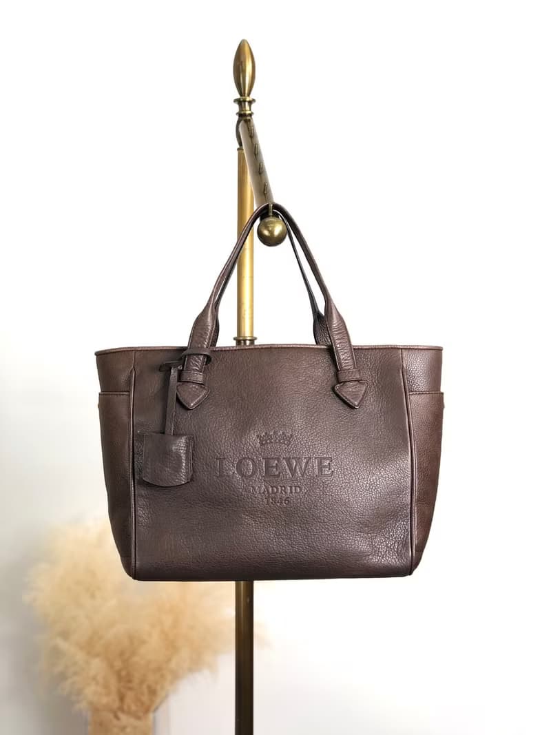 【 日本直送　名牌中古包 】LOEWE ロエベ ハンドバッグ ブラウン ロゴ レザー vintage ヴィンテージ オールド i7rj5t