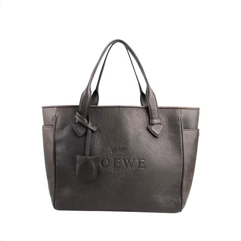 【 日本直送　名牌中古包 】LOEWE ロエベ ハンドバッグ ブラウン ロゴ レザー vintage ヴィンテージ オールド i7rj5t