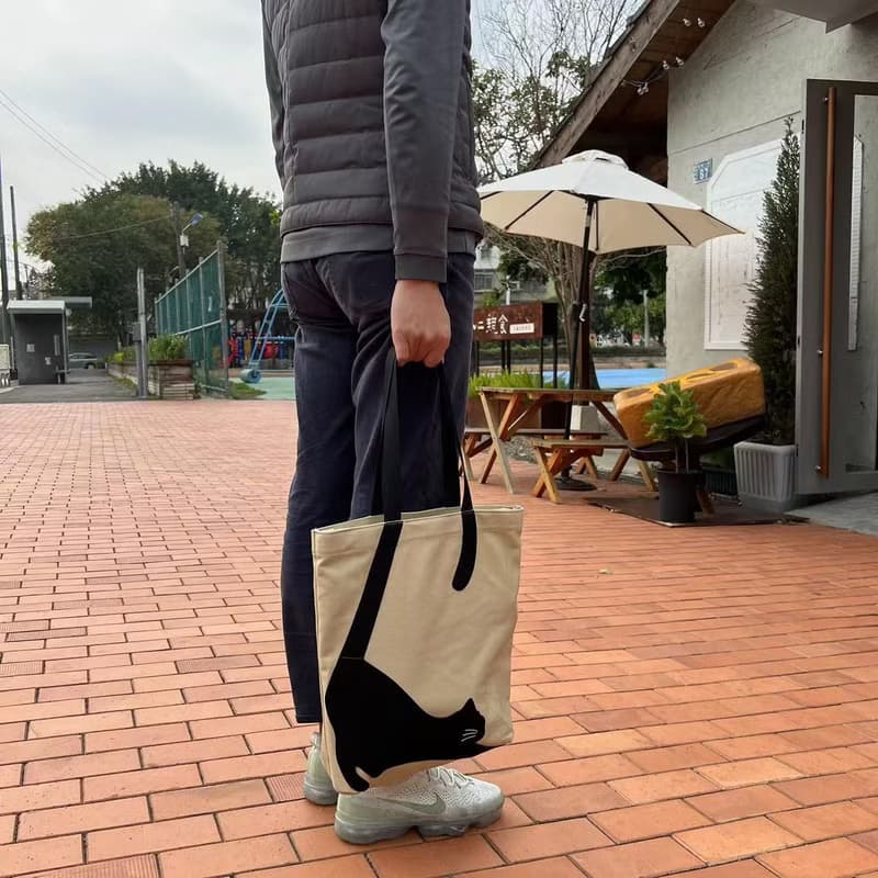 長尾黑貓帆布托特包 肩背包