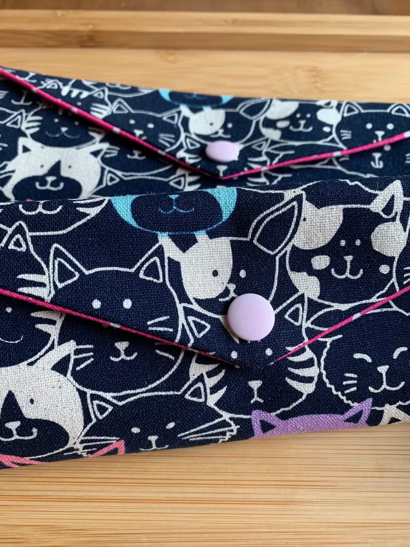 文青風環保筷袋 ~ 潮帥貓咪 深夜藍 收納 手作餐具袋