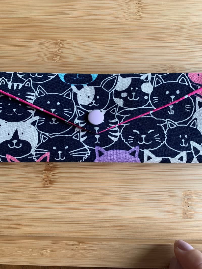 文青風環保筷袋 ~ 潮帥貓咪 深夜藍 收納 手作餐具袋