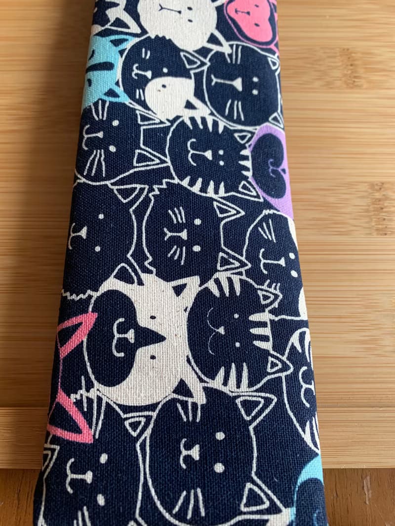 文青風環保筷袋 ~ 潮帥貓咪 深夜藍 收納 手作餐具袋