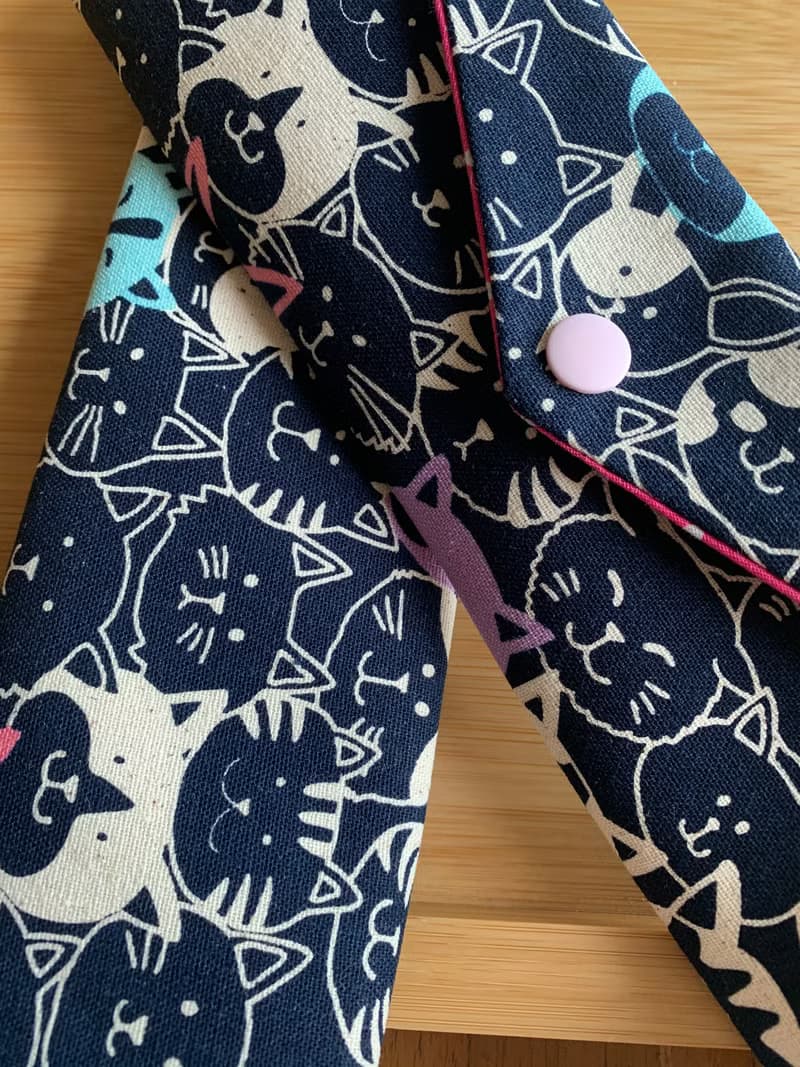 文青風環保筷袋 ~ 潮帥貓咪 深夜藍 收納 手作餐具袋