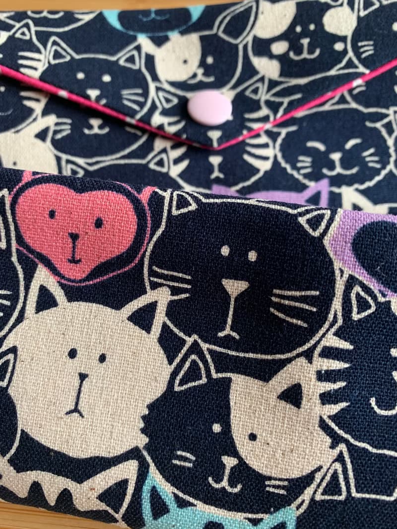 文青風環保筷袋 ~ 潮帥貓咪 深夜藍 收納 手作餐具袋