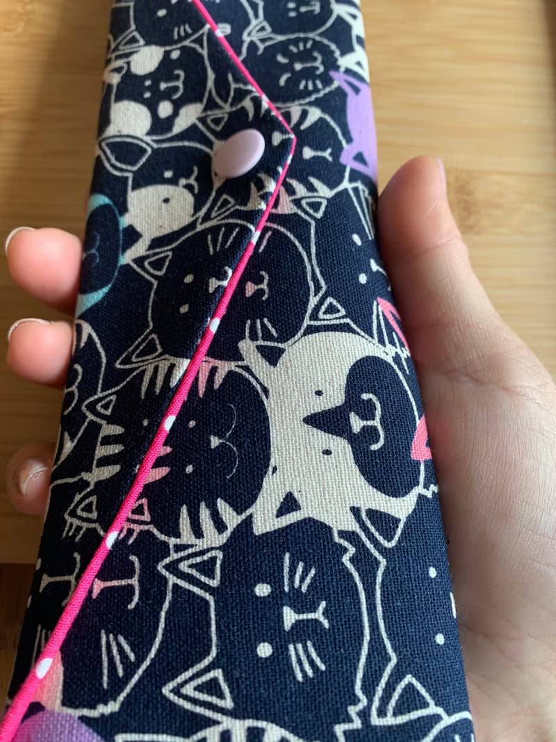 文青風環保筷袋 ~ 潮帥貓咪 深夜藍 收納 手作餐具袋