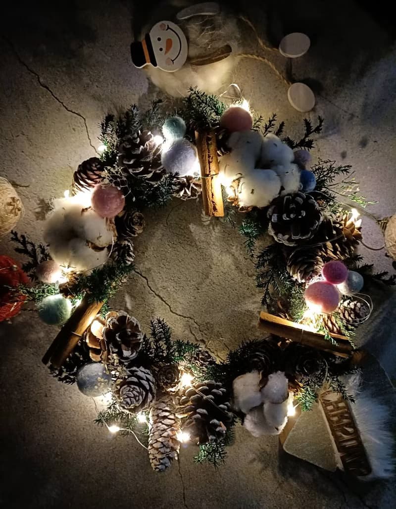 l 繽紛雪球聖誕花圈 l *聖誕節*Christmas*裝飾*不凋花*永生花*