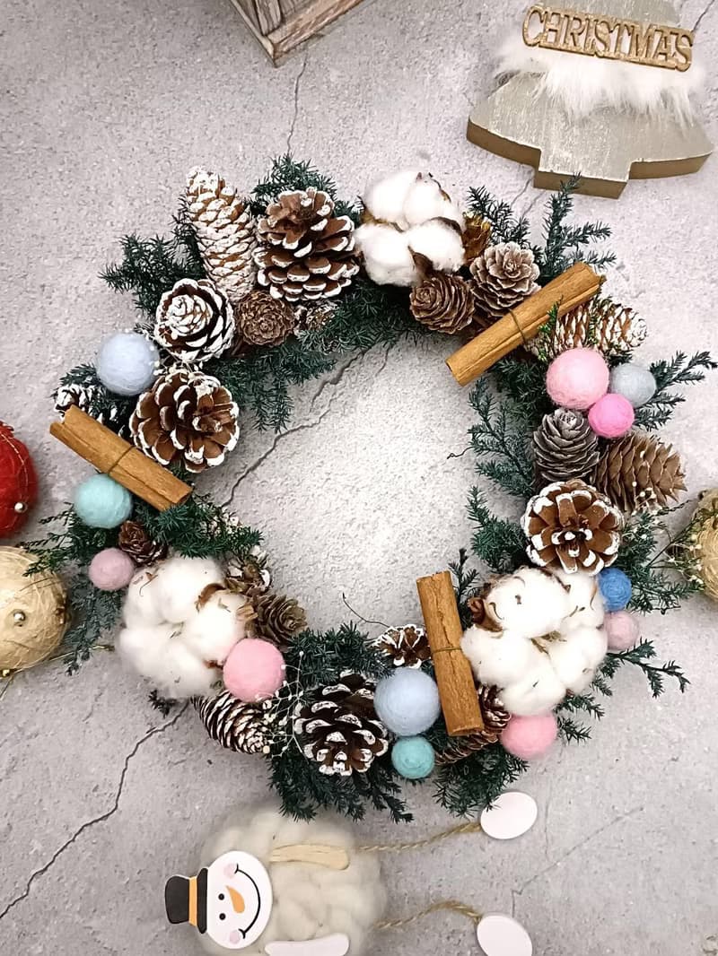 l 繽紛雪球聖誕花圈 l *聖誕節*Christmas*裝飾*不凋花*永生花*