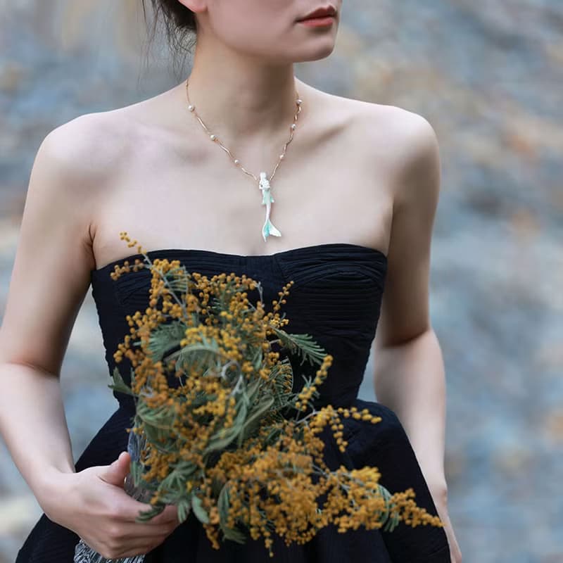 【美人魚】炫彩景德鎮陶瓷長短款項鏈毛衣鏈禮物