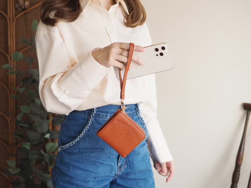 Anna (Caramel): Mini / short wallet, cow leather, Bifold Zipper, Orange-Brown