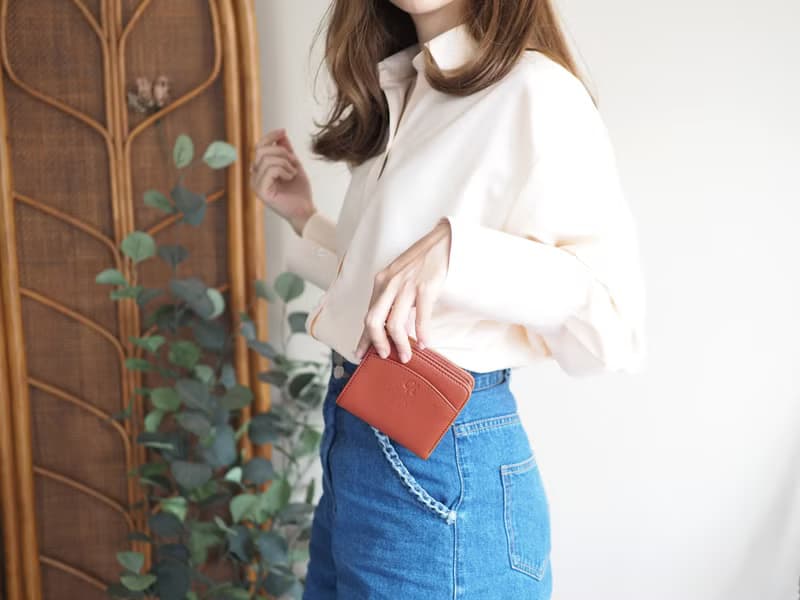 Anna (Caramel): Mini / short wallet, cow leather, Bifold Zipper, Orange-Brown