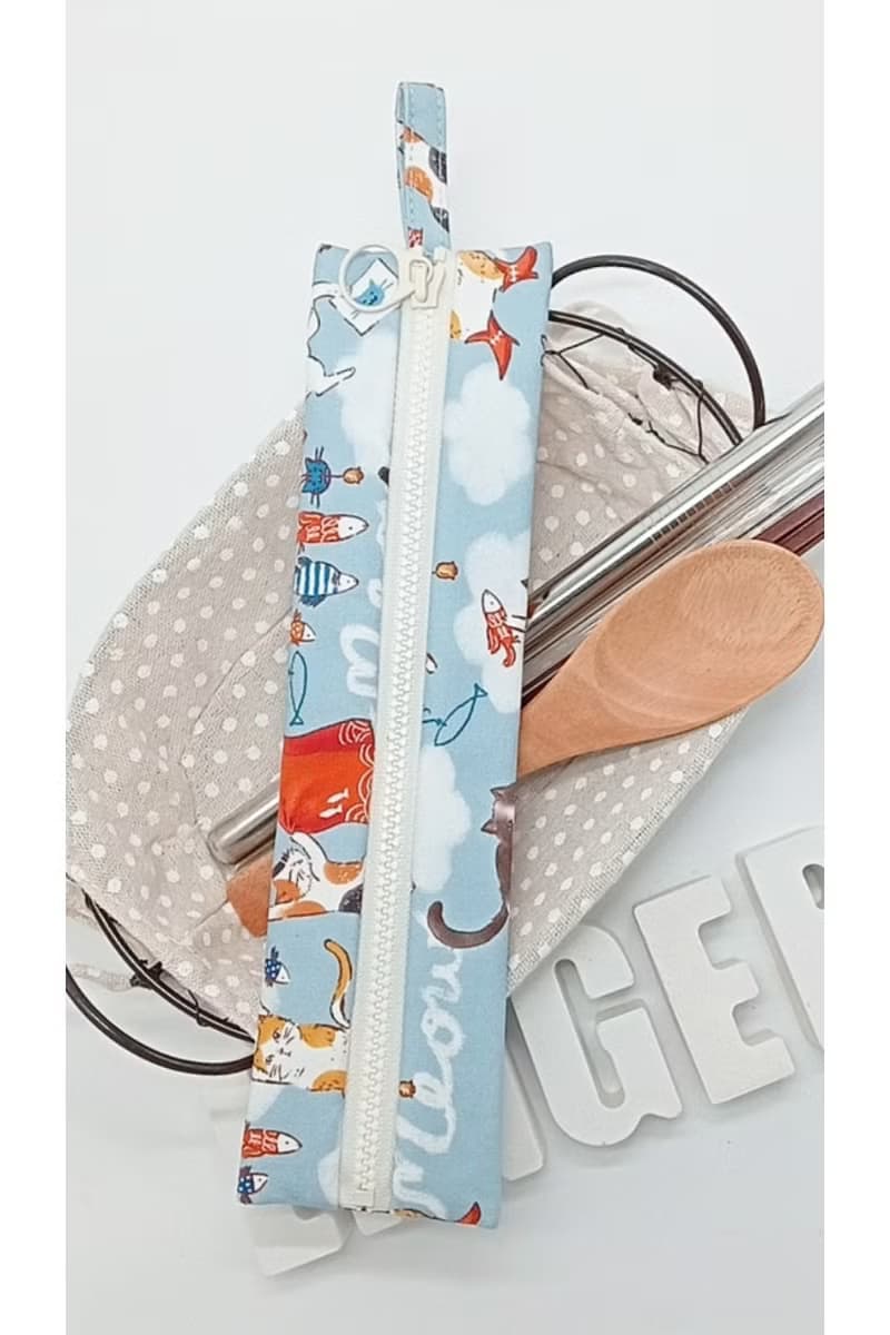 //曬貓// 拉鍊餐具包/刷具包/文具筆袋