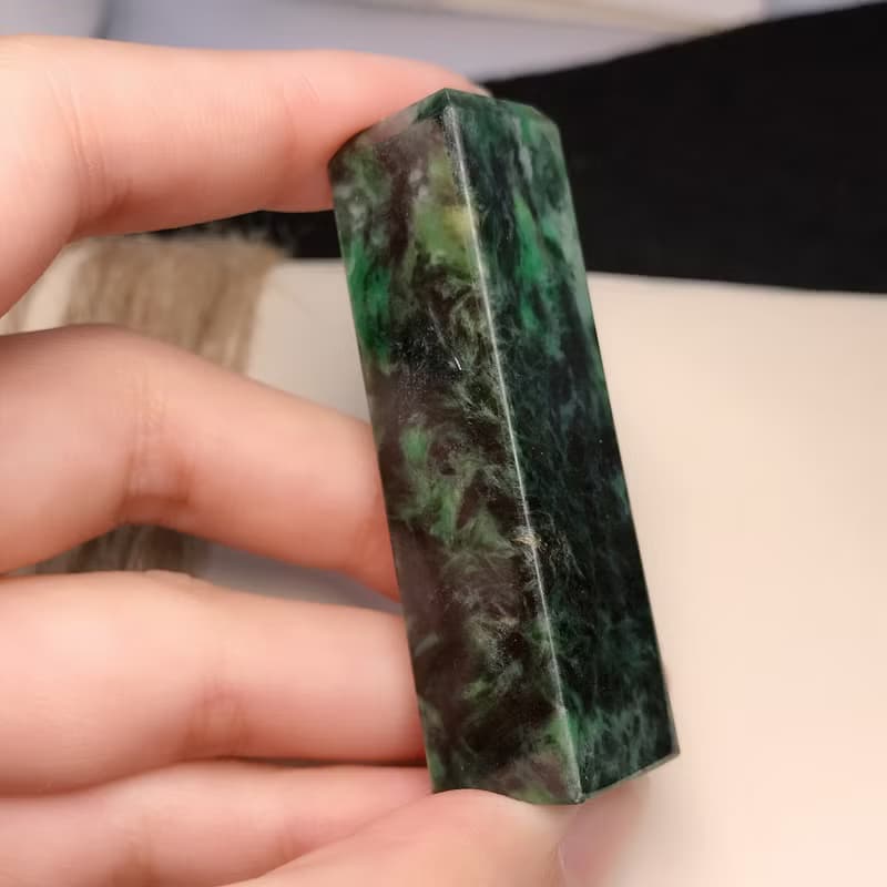 花青翡翠玉印章 | 天然緬甸玉A貨翡翠 | 送禮