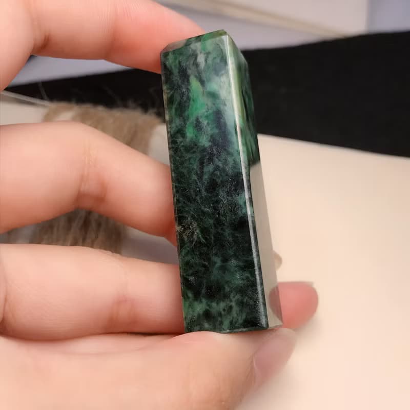 花青翡翠玉印章 | 天然緬甸玉A貨翡翠 | 送禮