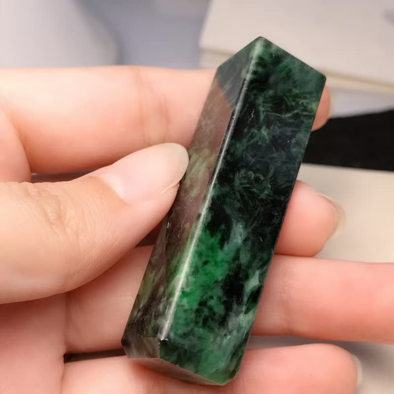 花青翡翠玉印章 | 天然緬甸玉A貨翡翠 | 送禮