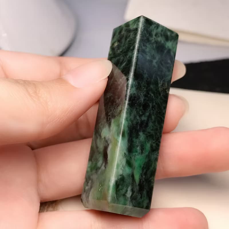 花青翡翠玉印章 | 天然緬甸玉A貨翡翠 | 送禮