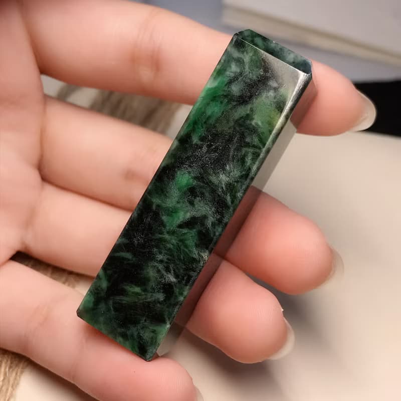 花青翡翠玉印章 | 天然緬甸玉A貨翡翠 | 送禮