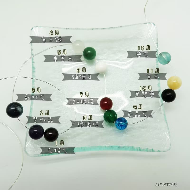5月至8月誕生石x鈦鋼項鍊 鍊長鍊寬3款選1 天然石圓珠 水晶項鍊