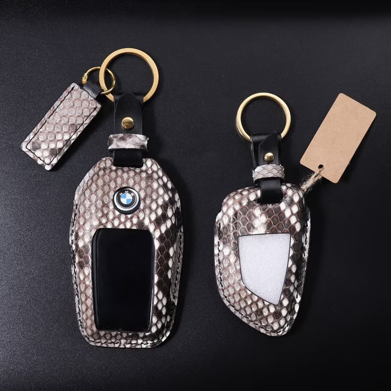【瘋匠高端訂制】純手工鑰匙套For BMW寶馬 進口芒蛇眼鏡蛇鱷魚皮