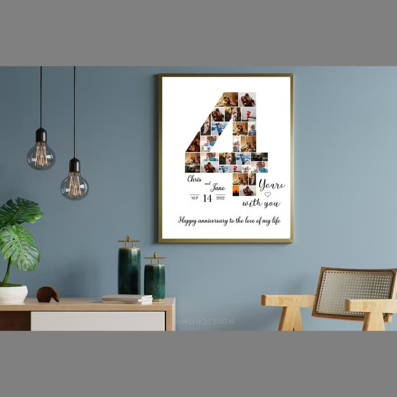 【數位】0-9 Number Photo collage Editable Canva Template, Anniversary Gift, Birthday