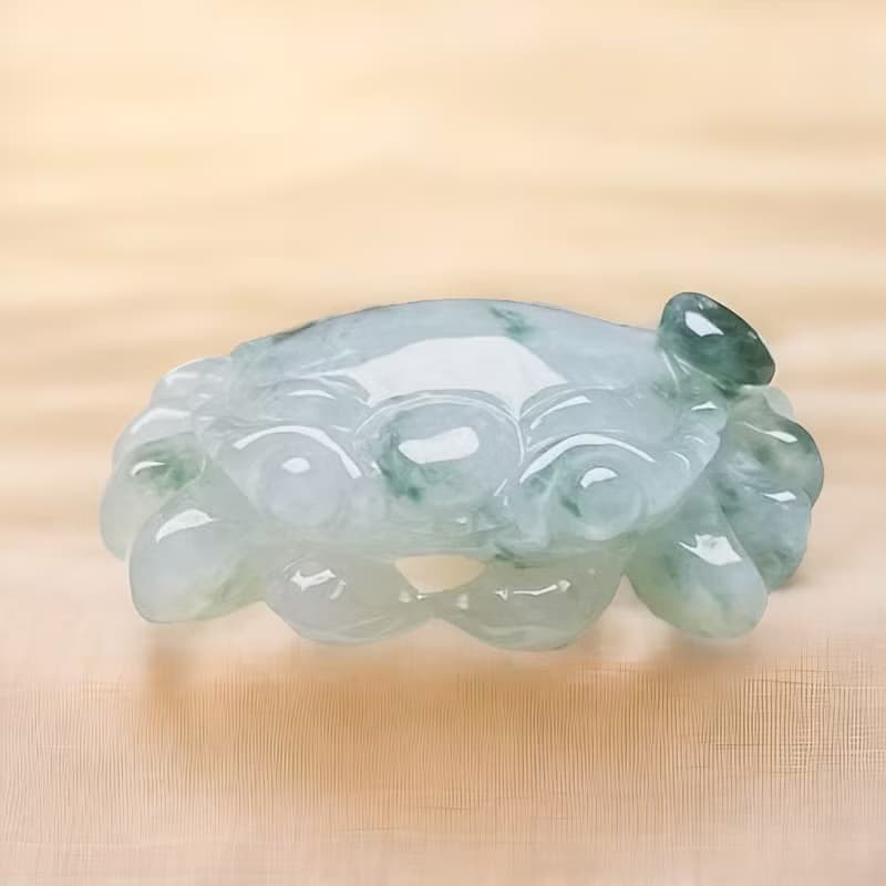 【八方來財】冰種飄藍花翡翠巧雕螃蟹 | 天然緬甸玉A貨翡翠 |送禮