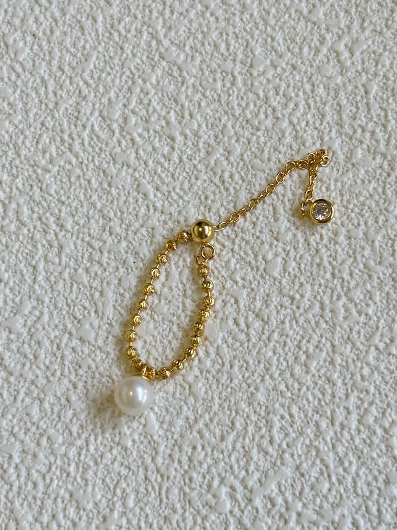 YuanPearl天然正圓珍珠可調節戒指純銀鍍金戒指小眾設計