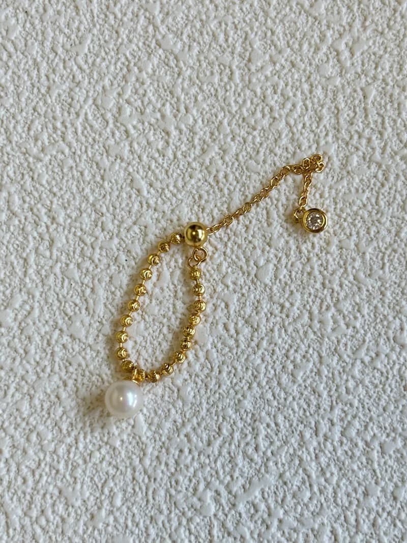 YuanPearl天然正圓珍珠可調節戒指純銀鍍金戒指小眾設計
