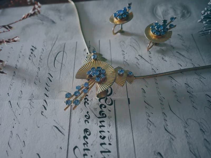 Krementz 摺扇圓舞套組 項鍊耳環－美國古董首飾 Vintage Jewelry