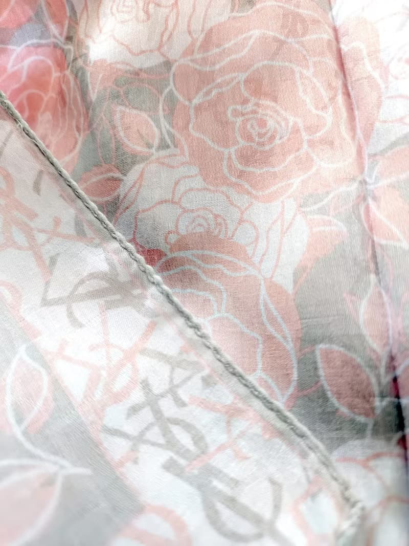 Yves Saint Laurent Vintage Scarf Woven Fabric Roses 23 x 23 inches