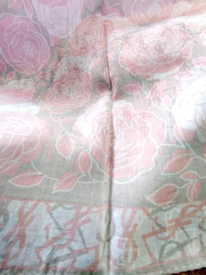 Yves Saint Laurent Vintage Scarf Woven Fabric Roses 23 x 23 inches