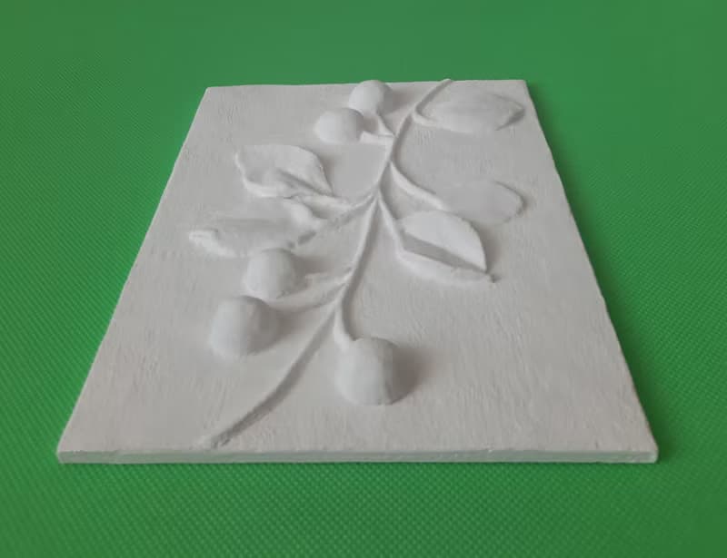 小白色淺浮雕原創 3d 牆藝術石膏植物牆裝飾櫻桃樹枝 3d 面板牆