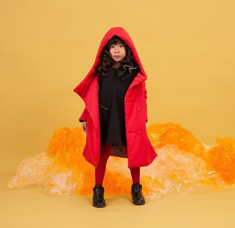 立領連帽長版泡芙大衣