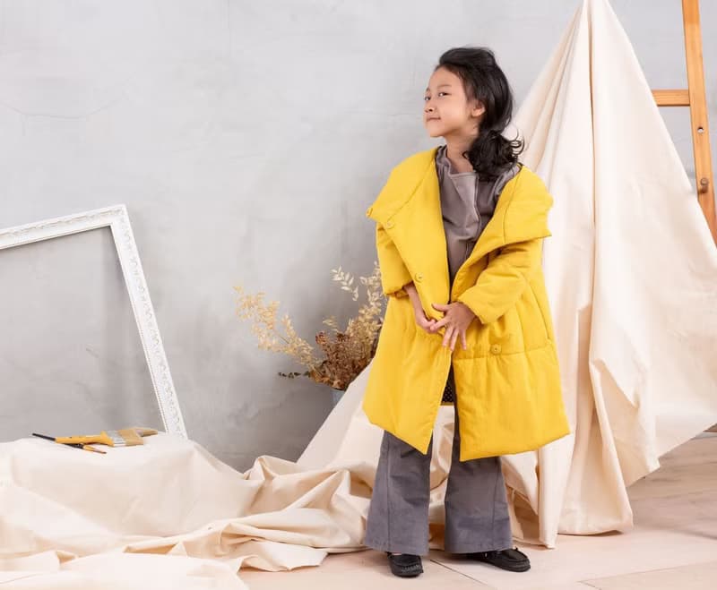 立領連帽長版泡芙大衣