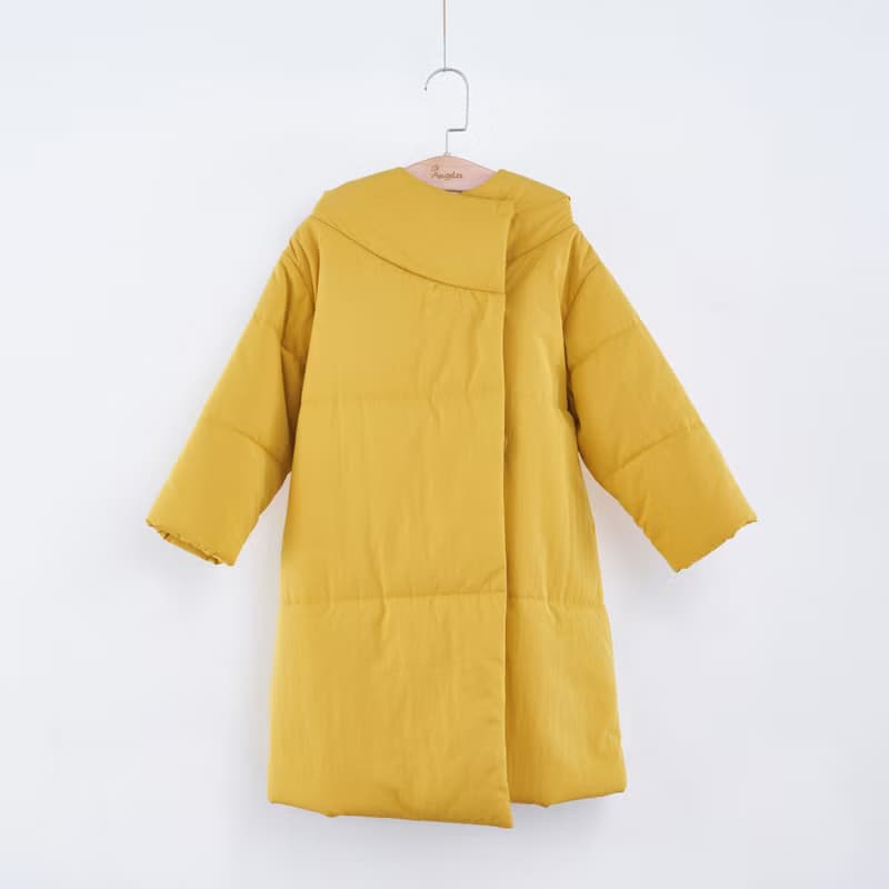 立領連帽長版泡芙大衣