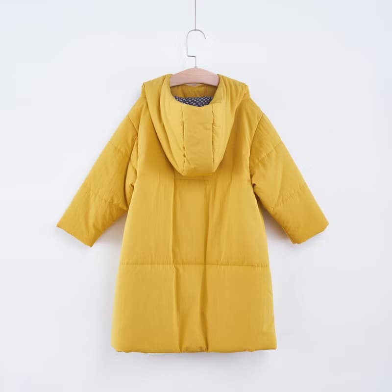 立領連帽長版泡芙大衣