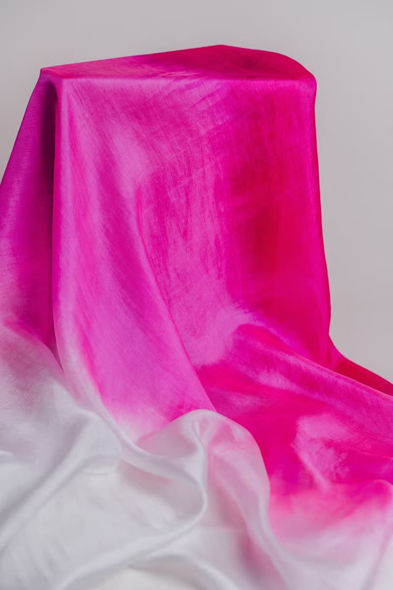 100% Mulberry Silk Scarf – Hand Dyed, Lightweight, Hot Pink Ombre
