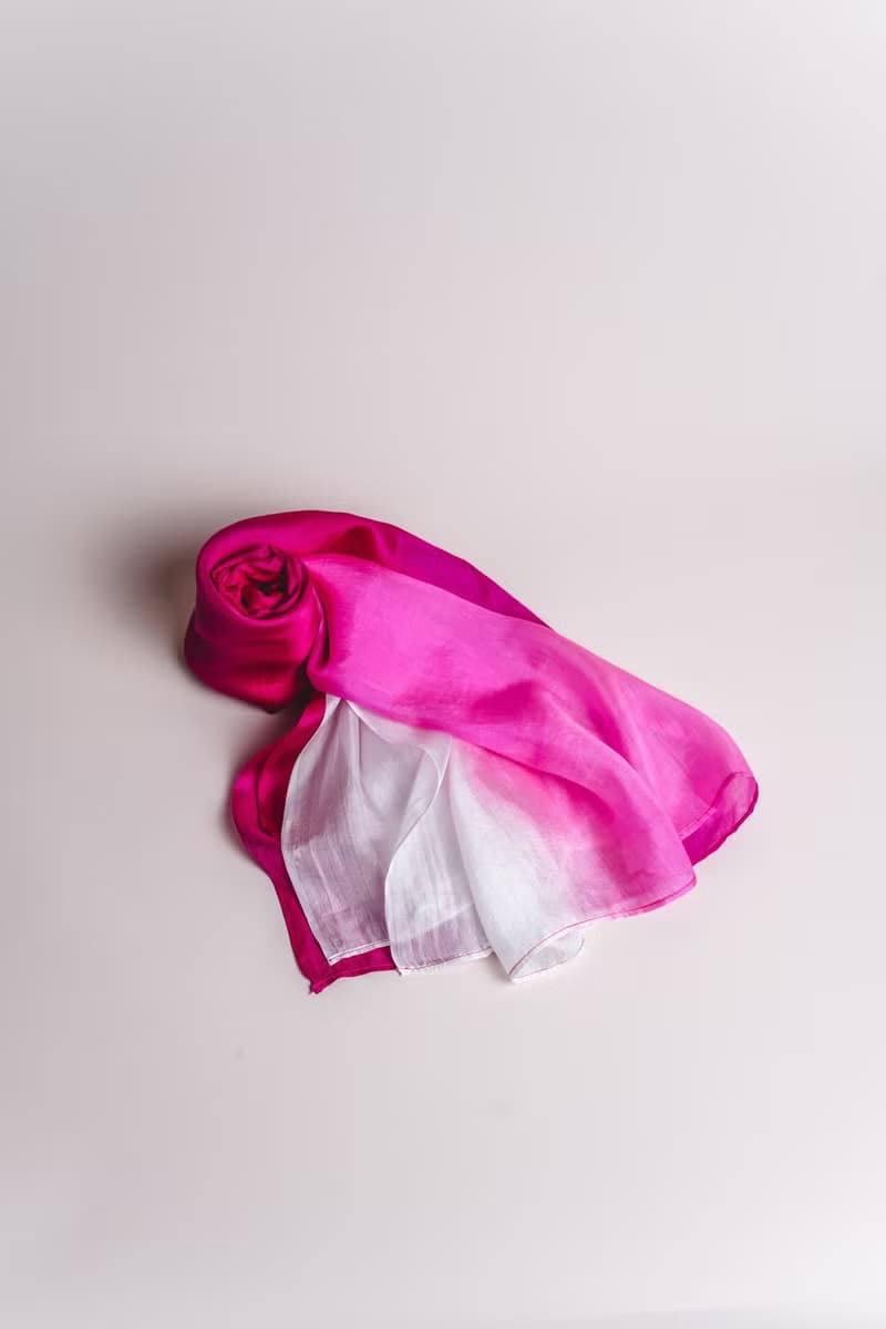 100% Mulberry Silk Scarf – Hand Dyed, Lightweight, Hot Pink Ombre