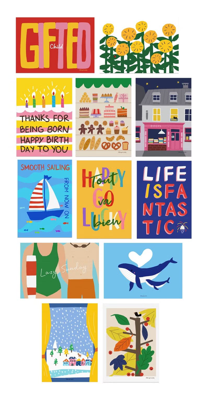 Illustration Postcard B-set 12 pieces