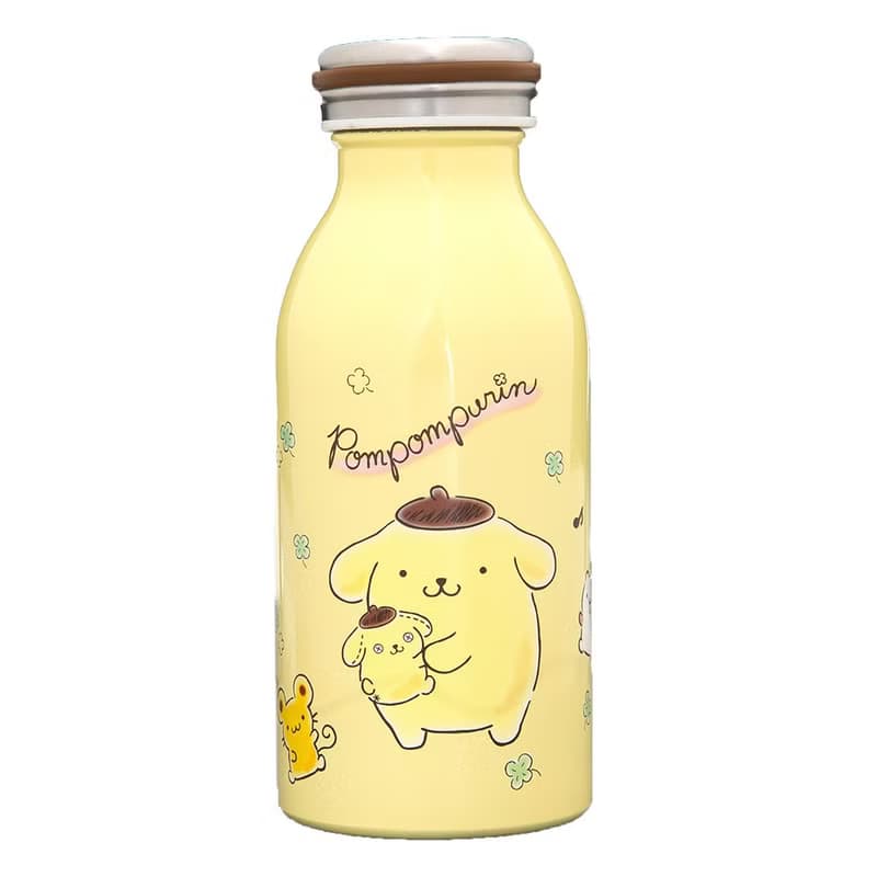 三麗鷗授權 呆萌布丁狗 長效保溫不鏽鋼牛奶瓶350ml 贈杯套
