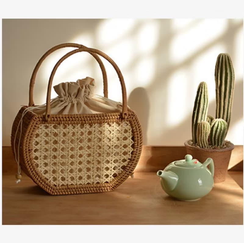 藤编编织袋 (Cup) 款   编织手袋。