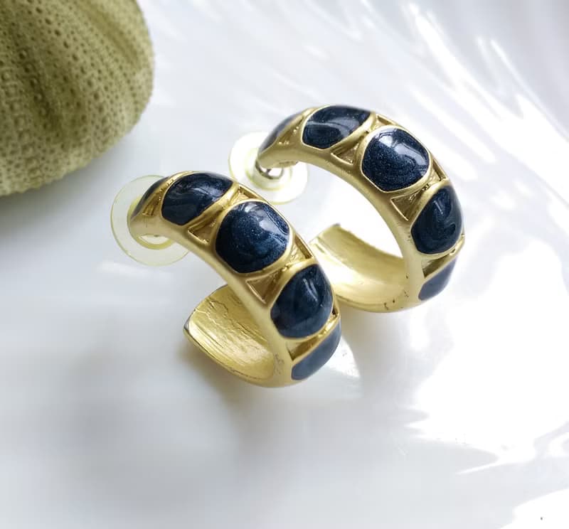 Vintage Jewelry 西洋古董飾品 啞光C圈 個性 針式耳環